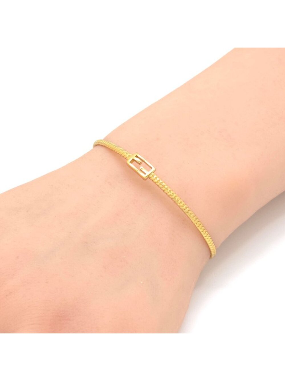 Fendi Baguette Bracelet S Gold Polished Metal